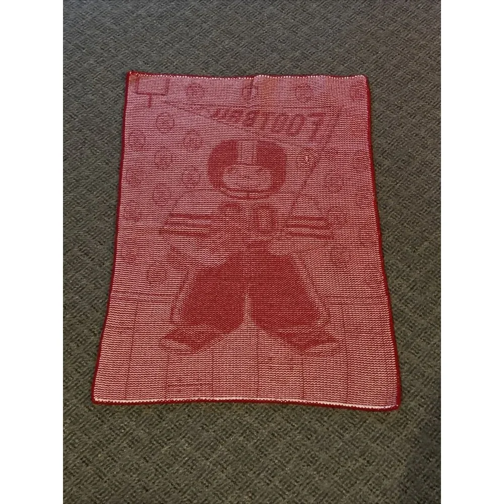Baby Blanket Footballs Player Flag Red White Cotton Knit Blankie Soft 24x31 Inch